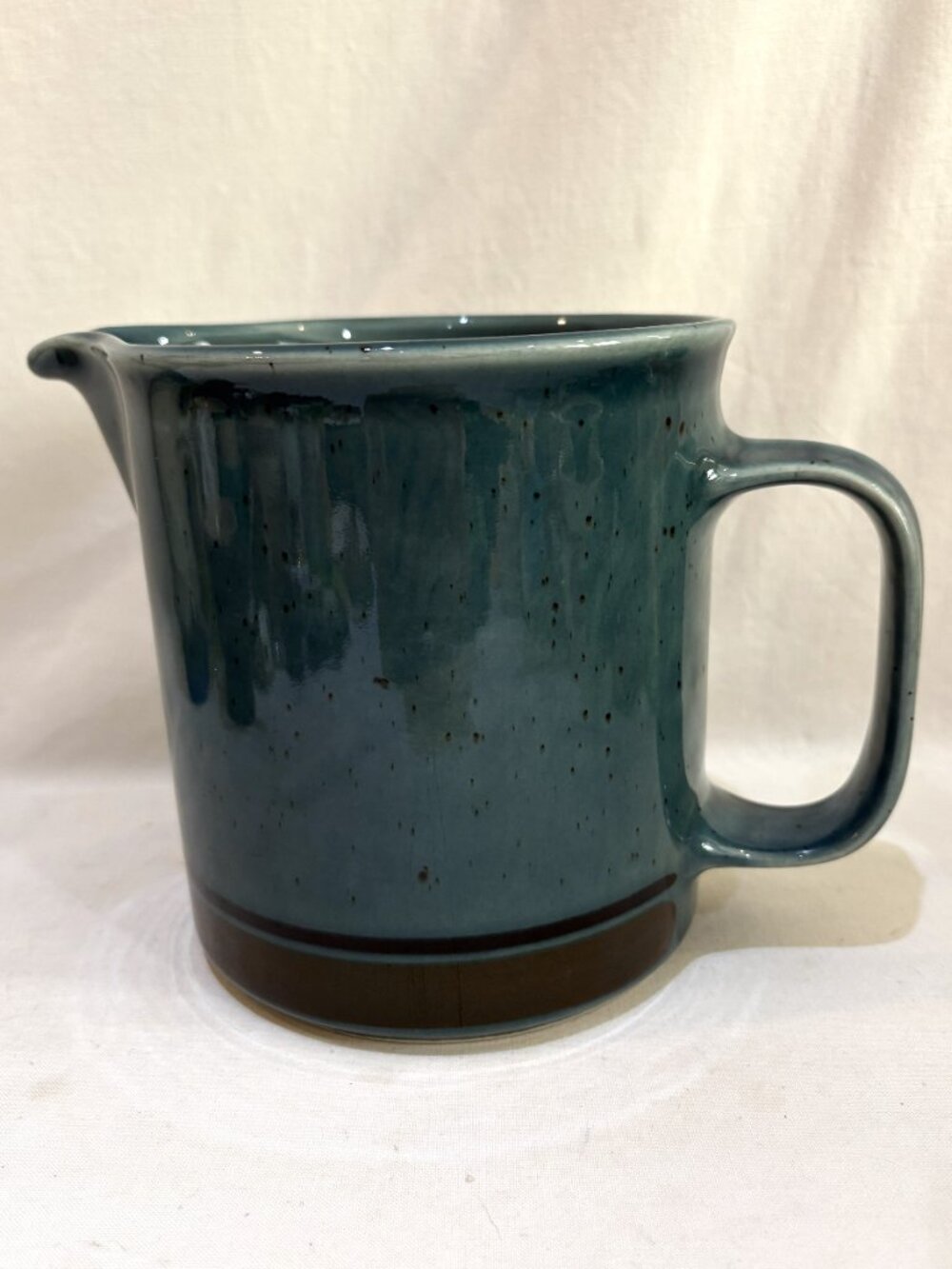 Vintage Arabia Finland Meri Stoneware Pitcher Brown Blue Speckled MCM